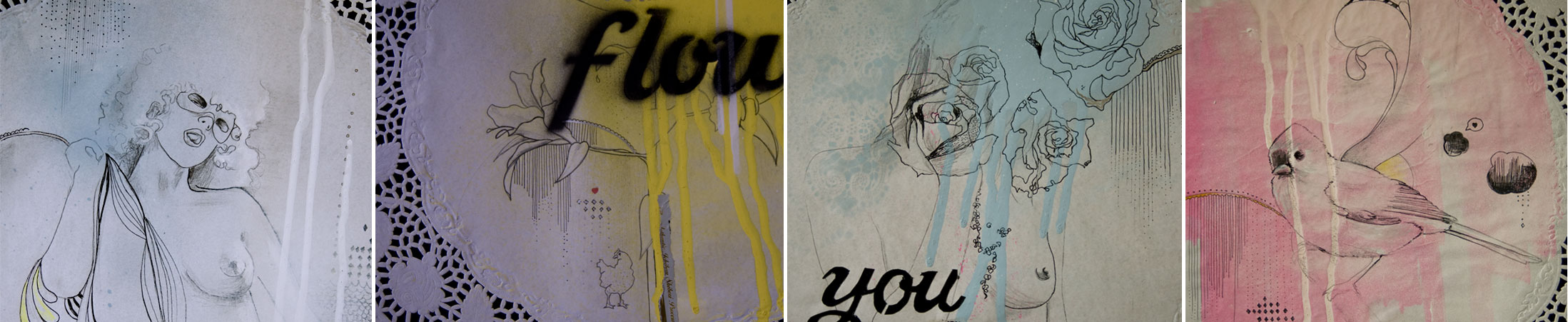 / DIBUJO. TÃ‰CNICA MIXTA SOBRE BLONDAS DE PAPEL