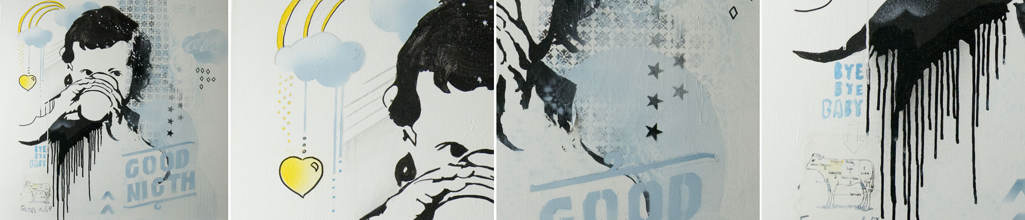 / EXPOSICIÃ“N PLAY WITH FIRE. GOOD NIGHT. TÃ‰CNICA MIXTA SOBRE LIENZO