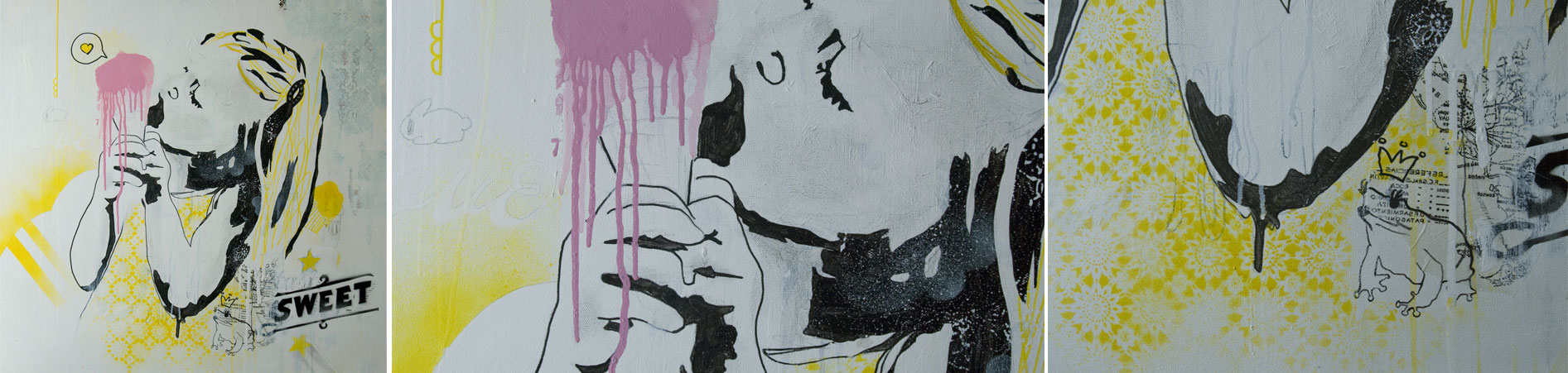 / EXPOSICIÃ“N PLAY WITH FIRE. SWEET. TÃ‰CNICA MIXTA SOBRE LIENZO