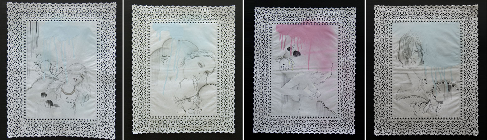 / DIBUJO. TÃ‰CNICA MIXTA SOBRE BLONDAS DE PAPEL