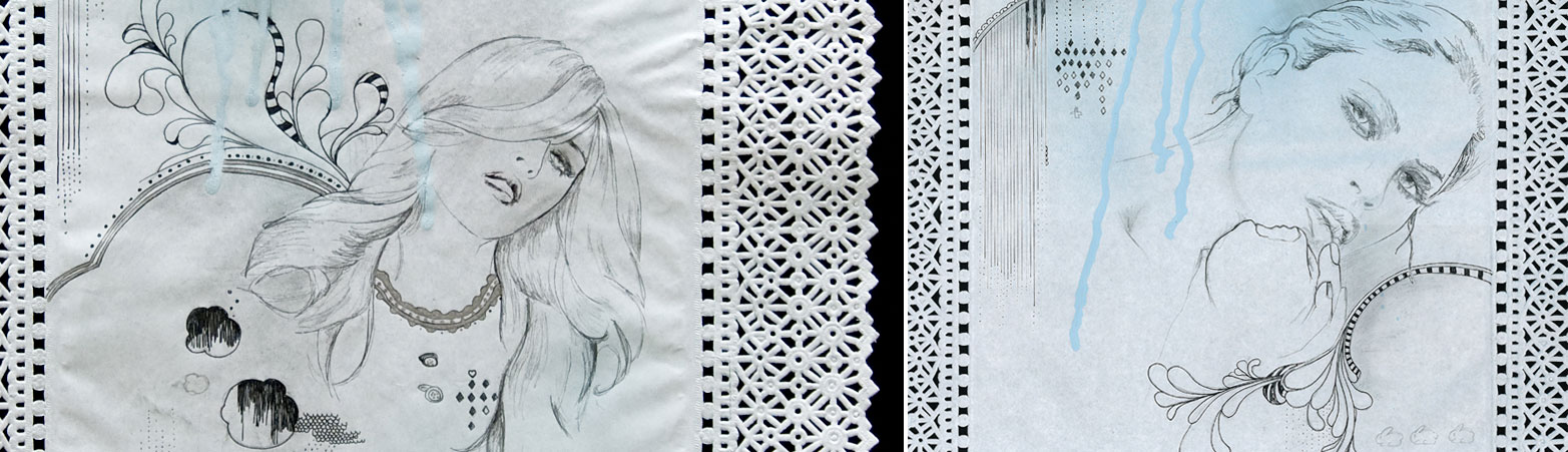 / DIBUJO. TÃ‰CNICA MIXTA SOBRE BLONDAS DE PAPEL