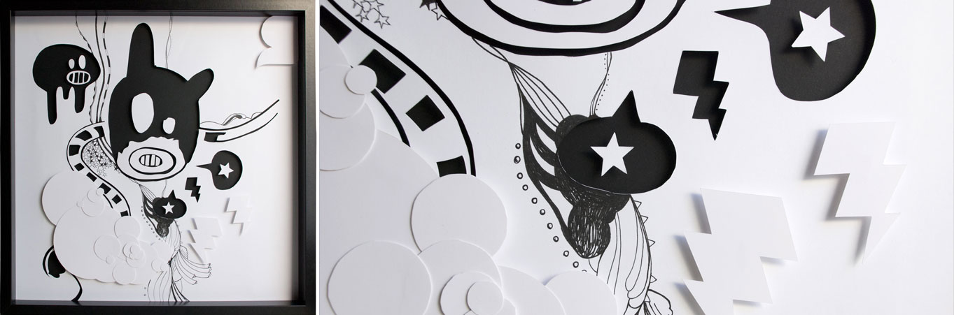 ANUNCIADA TORMENTA. TINTA Y PAPEL SOBRE PAPEL. 50 X 50 CM