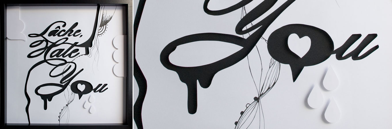 LÃ‚CHE. TINTA Y PAPEL SOBRE PAPEL. 50 X 50 CM