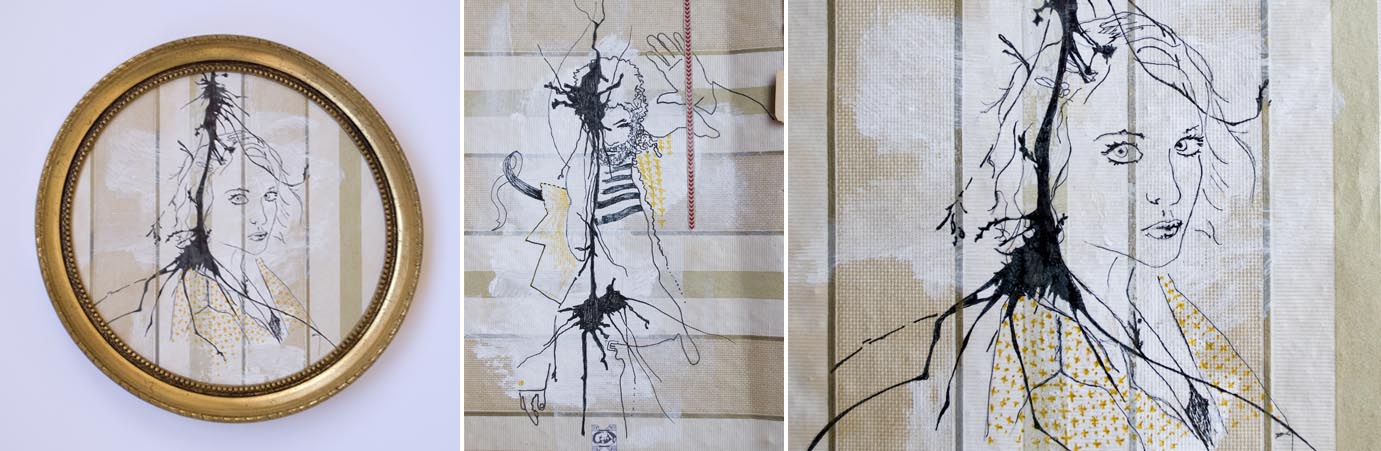 TÃ‰CNICA MIXTA SOBRE PAPEL. LADY 28 CM. BASTA YA 20 X 29 CM